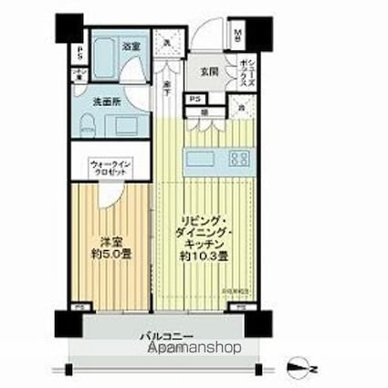 イクサージュ目黒[1LDK/40.13m2]の間取図