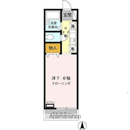 ヴィラ・ファミーユ　Ｂ[1K/22.52m2]の間取図
