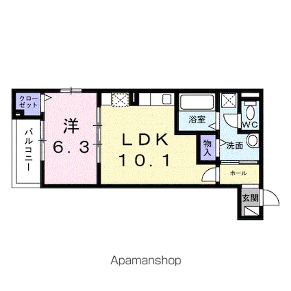 モンテリザイア紀和[1LDK/40.82m2]の間取図