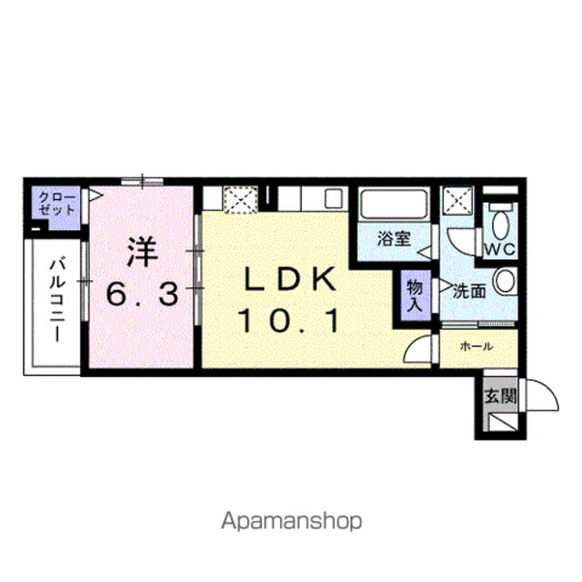 モンテリザイア紀和[1LDK/40.82m2]の間取図