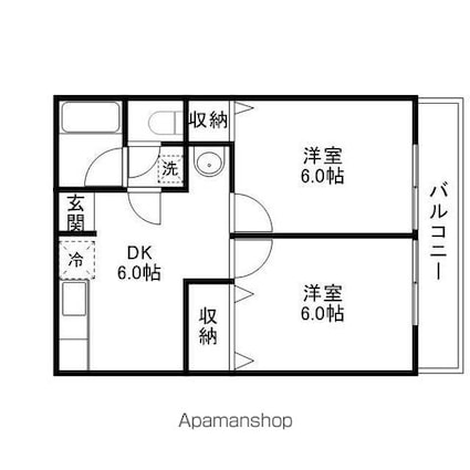 ハートフル信楽[2DK/39m2]の間取図