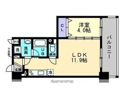 アーバン道後今市[1LDK/36.43m2]の間取図