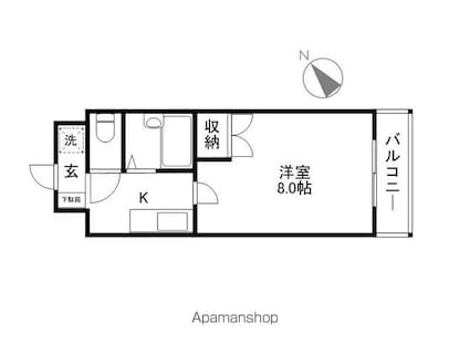 ラルースⅡ[1K/23.3m2]の間取図