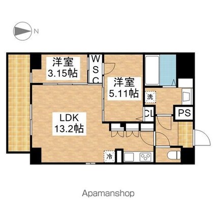 クレストタワー栄[2LDK/51.91m2]の間取図
