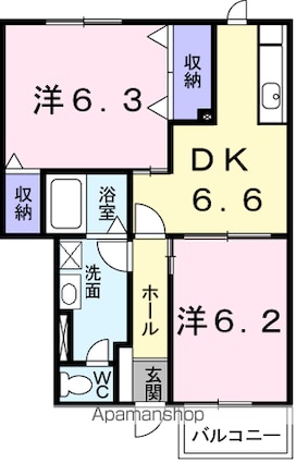 ブラティーク８[2DK/46.89m2]の間取図