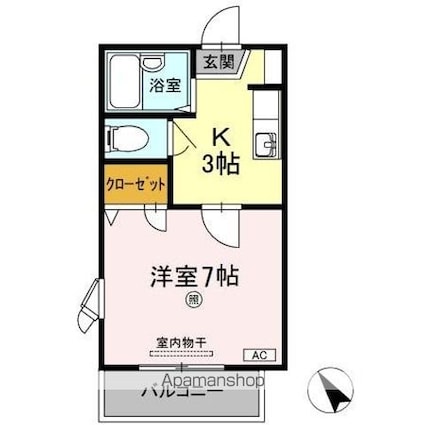 アヴニール　Ａ[1K/24m2]の間取図