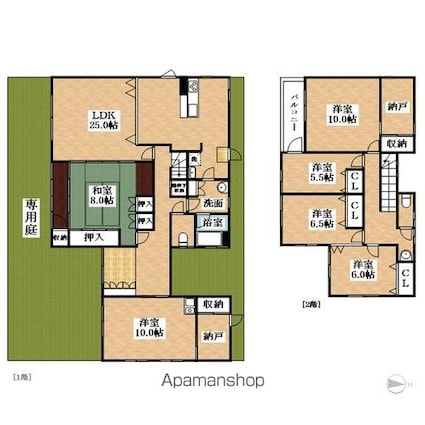 八剱町下池田貸家[6LDK/187m2]の間取図
