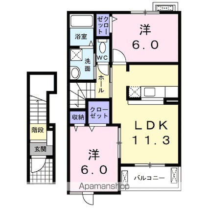 エトワールＭ　Ｐａｒｔ２[2LDK/56.26m2]の間取図