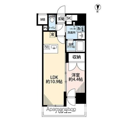 プレール・ドゥーク亀戸Ⅵ[1LDK/38.22m2]の間取図
