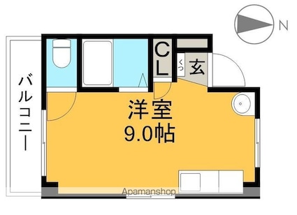 レジデンス上町[1R/19.37m2]の間取図