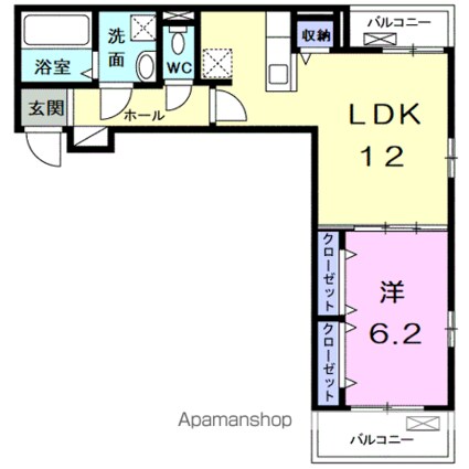 フルール彦根[1LDK/45.8m2]の間取図
