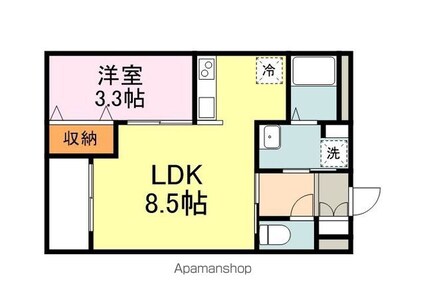 広島県福山市手城町４丁目[1LDK/30m2]の間取図