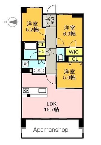 【岐阜市竜田町のマンションの間取り】