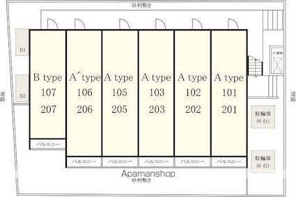 リブリ・北小金[1K/22.35m2]の配置図