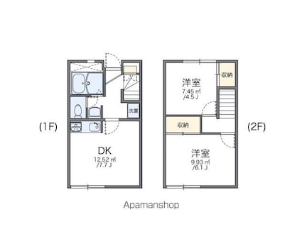 レオパレスレジデンス上松[2DK/46.37m2]の間取図