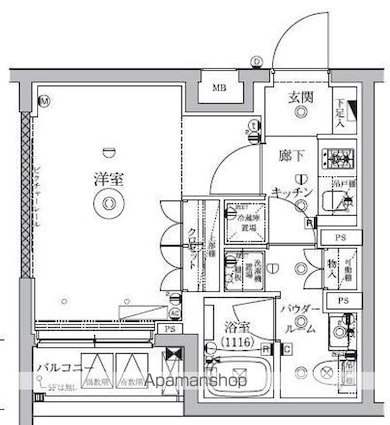 セジョリ新宿上落合[1K/25.97m2]の間取図
