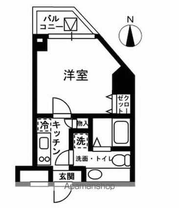 東京都中野区中野３丁目[1K/20.43m2]の間取図