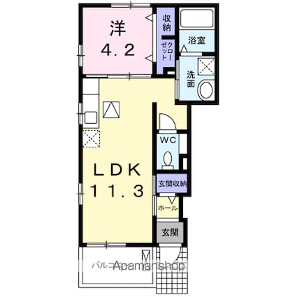 ミニヨン・アンジュ[1LDK/37.76m2]の間取図