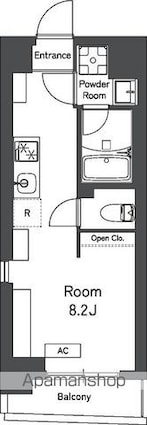 レキシントン・スクエア曙橋[1K/22.48m2]の間取図
