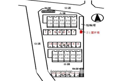 長野県安曇野市豊科[1K/25.25m2]の配置図