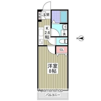 オリーブ上砂町[1K/26m2]の間取図