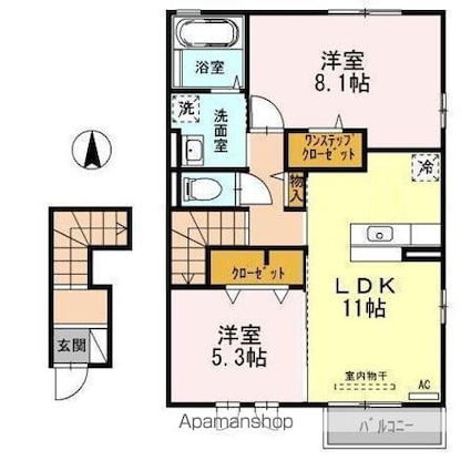 セジュール　　Ａ[2LDK/61.14m2]の間取図