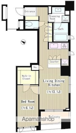 ブラディア日本橋水天宮[1LDK/51.3m2]の間取図