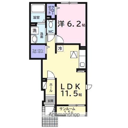 エアリーＡ[1LDK/43.61m2]の間取図