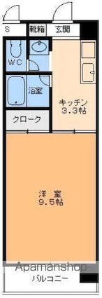 エスポアール萱町　[1K/27.6m2]の間取図