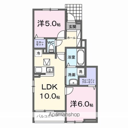 ラ・レコルト宇多津Ⅱ[2LDK/50.53m2]の間取図