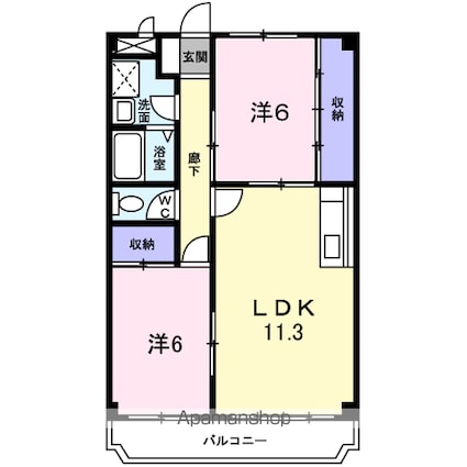 コージコート[2LDK/55.84m2]の間取図