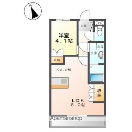 和歌山県和歌山市北島[1LDK/36m2]の間取図
