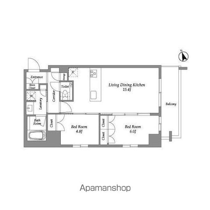 ＥＮｅｔｉａｌ代官山[2LDK/61.36m2]の間取図