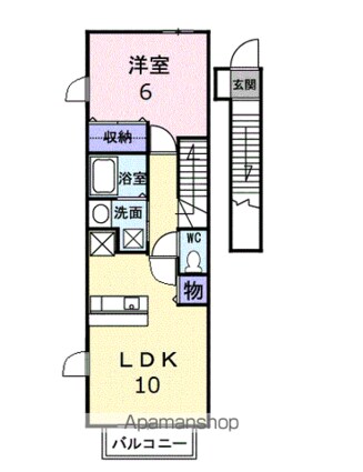 Ｗｅｓｔ　Ａｕｂｅ[1LDK/42.37m2]の間取図