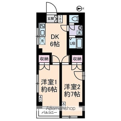 スカイプラザ[2DK/42.32m2]の間取図