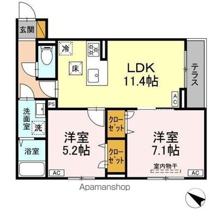 ＤーＲＯＯＭ新宿ＩーＡ[2LDK/53.93m2]の間取図