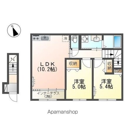 滋賀県彦根市高宮町[2LDK/54.88m2]の間取図