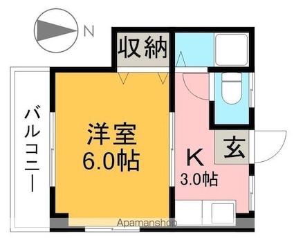 高知県高知市山ノ端町[1K/22m2]の間取図
