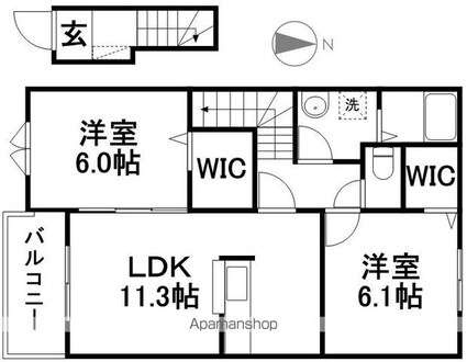 サンリット・ヒル[2LDK/57.57m2]の間取図