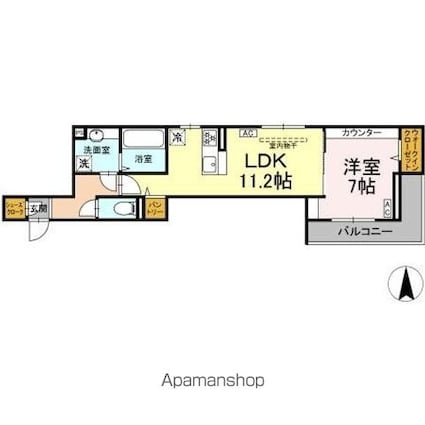 セレスティア開成　Ａ棟[1LDK/46.28m2]の間取図