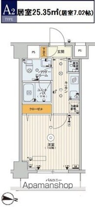 スカイコートパレス大島[1K/25.35m2]の間取図