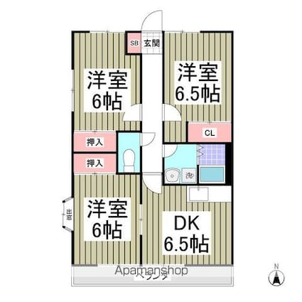 シャルマン・ソレイユ[3DK/57.81m2]の間取図
