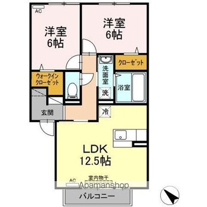 グランモア野神[2LDK/59.36m2]の間取図