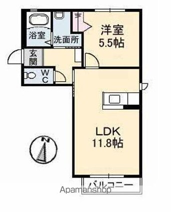 グランラシュレ　Ｂ棟[1LDK/40.32m2]の間取図