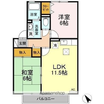 やすらぎの家　Ｂ棟[2LDK/53.72m2]の間取図