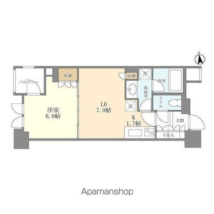 シティハウス東京新橋[1LDK/36.83m2]の間取図