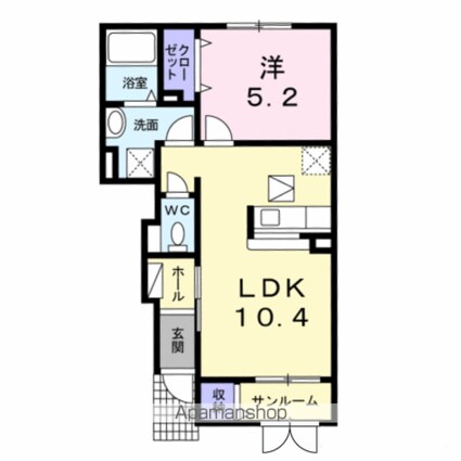 ソレイユベルⅦ[1LDK/41.96m2]の間取図