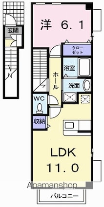 アルバ・ソーレ　Ｂ[1LDK/44.9m2]の間取図
