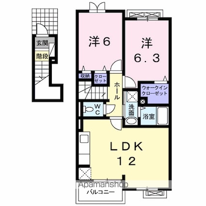 カーサ・デ・ソレアードⅠ[2LDK/57.76m2]の間取図