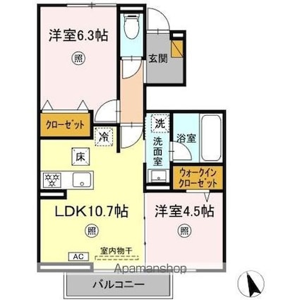 オルメル[2LDK/50.9m2]の間取図